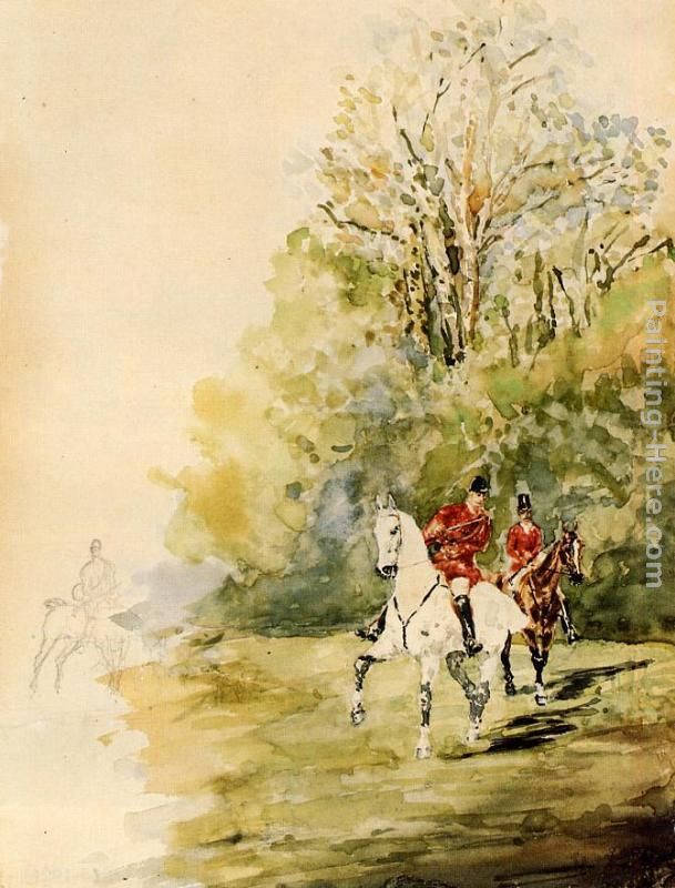 Hunting painting - Henri de Toulouse-Lautrec Hunting art painting